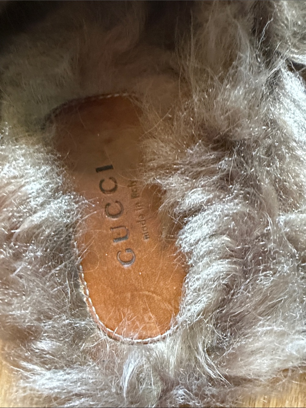 Gucci Black Suede Fur-Lined Horsebit Mules - Picture 4 of 8